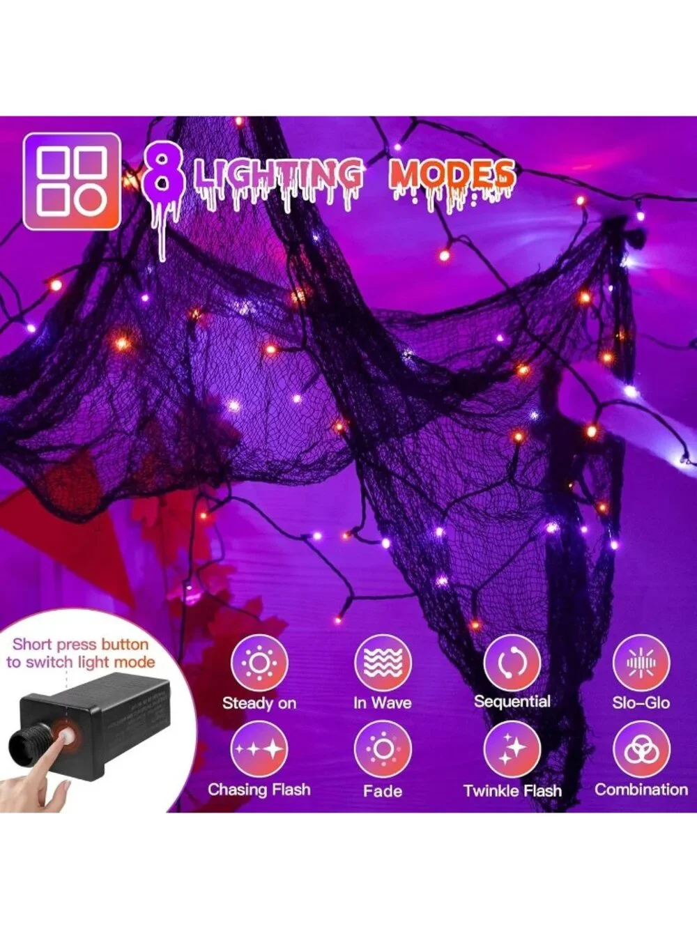 500 LED Halloween Purple and Orange String Lights 180 Ft Decor Haunted House new